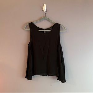 F21 Black Ribbed Flowy Tank Top